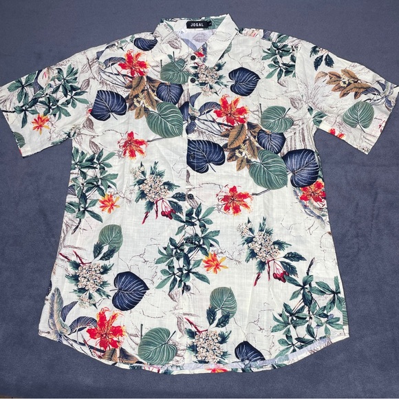 Jogal Hawaiian 2 Piece Set Shirt Shorts Floral Beach Sz L - Picture 2 of 11